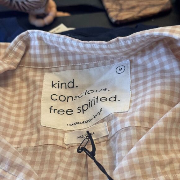 Unsubscribed Boyfriend Shirt Rose Gingham Check Size M – 100% Cotton – NWT $98 - Picture 8 of 14